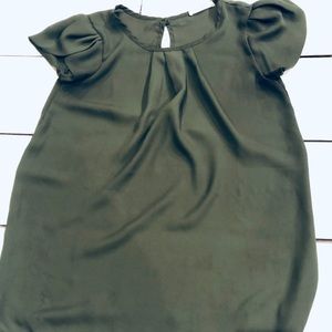 Olive Green Cap-Sleeved Blouse